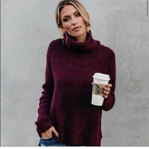 VICI Henry Maroon/Plum Turtleneck Sweater- Small